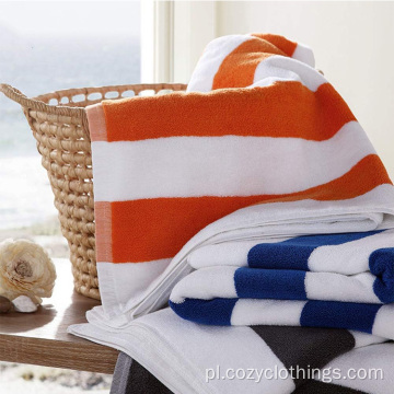 Duża bawełniana przędza farbowana w paski ręczniki plażowe